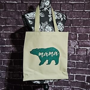 Canvas Tote Sparkle Mama Bear NWOT